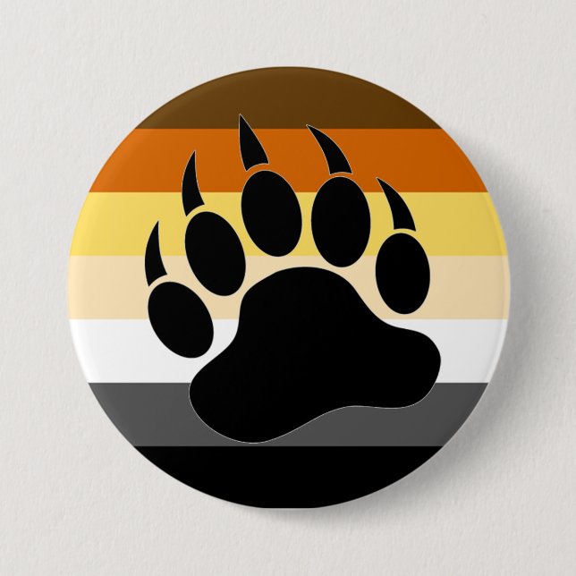 Bóton Redondo 7.62cm Bandeira do Orgulho Urso Gay Pata de Urso (Frente)