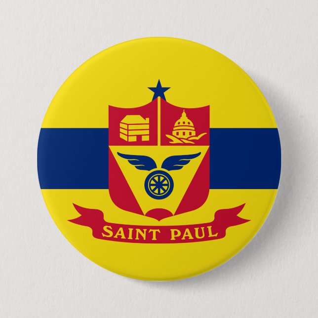 Bóton Redondo 7.62cm Bandeira do Santo Paul (Minnesota) (Frente)
