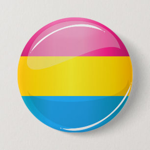 Bóton Redondo 7.62cm Bandeira Pansexual redonda lustrosa do orgulho