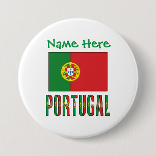Bóton Redondo 7.62cm Bandeira Personalizada da Herança de Portugal