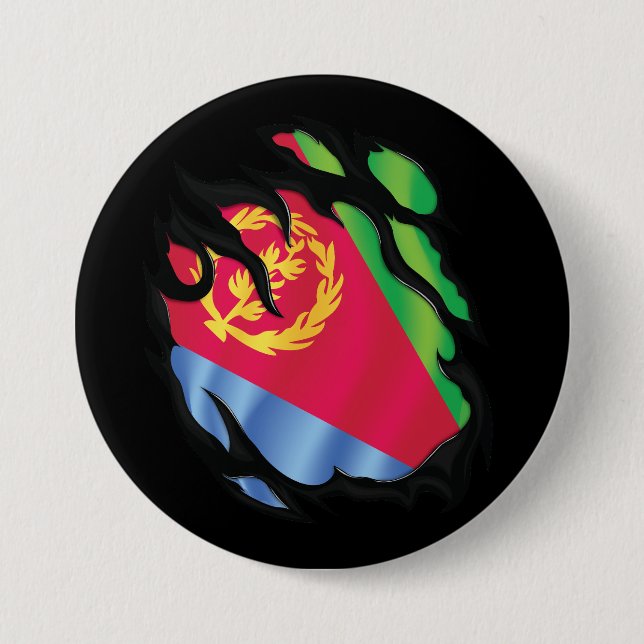 Bóton Redondo 7.62cm Bandeira Ripada da Eritreia (Frente)
