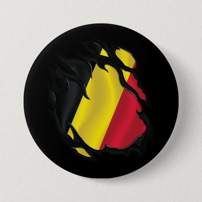 Bóton Redondo 7.62cm Bandeira Ripped Belgium (Frente)