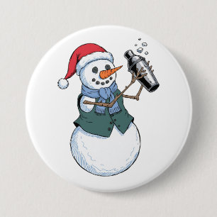 Bóton Redondo 7.62cm Barman Boneco de Neve Natal 2026 Coquetel de Féria