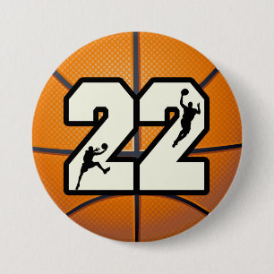 Bóton Redondo 7.62cm Basquetebol do número 22