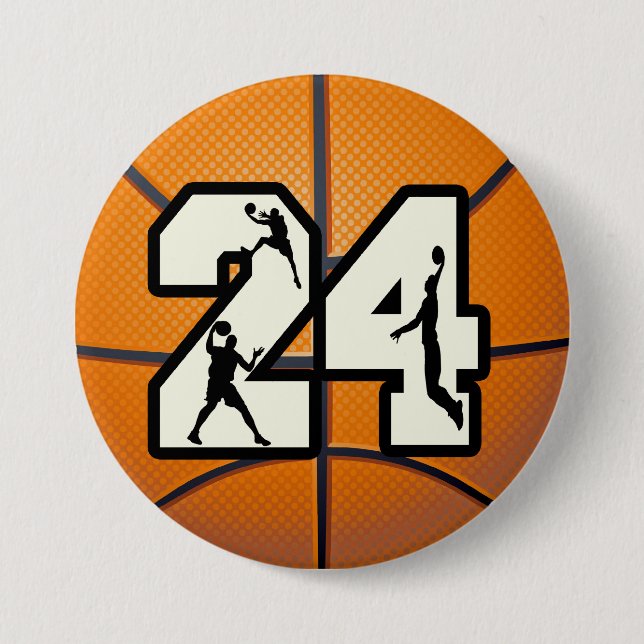 Bóton Redondo 7.62cm Basquetebol do número 24 (Frente)