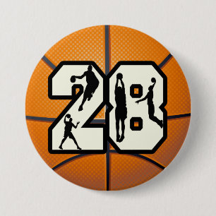 Bóton Redondo 7.62cm Basquetebol do número 28