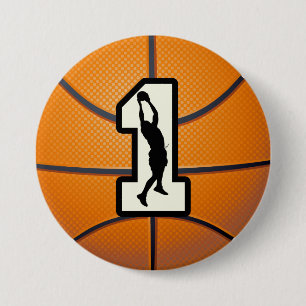 Bóton Redondo 7.62cm Basquetebol e jogador do número 1