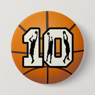 Bóton Redondo 7.62cm Basquetebol e jogadores do número 10