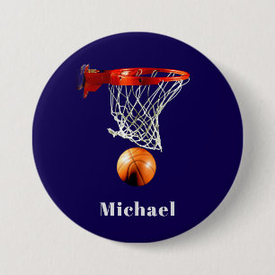 Bóton Redondo 7.62cm Basquetebol Substitua pelo Seu Nome