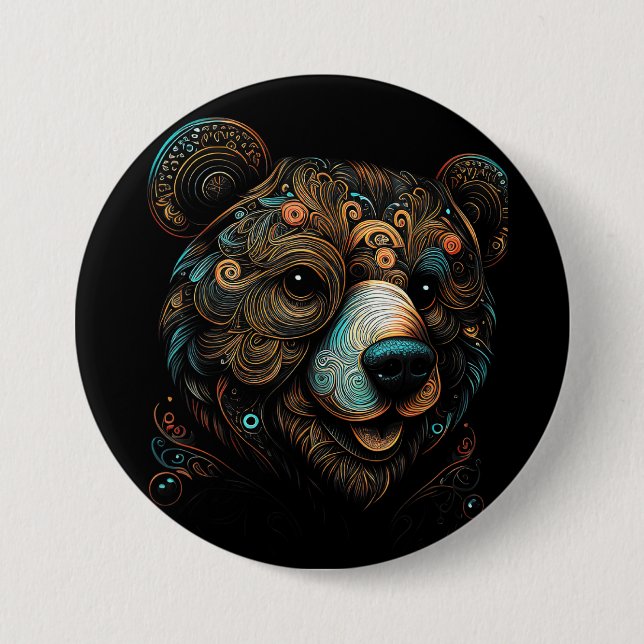 Bóton Redondo 7.62cm Bear Wildlife (Frente)