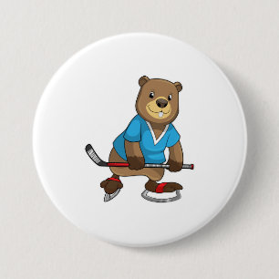 Bóton Redondo 7.62cm Beaver no hóquei no gelo com bastão de hóquei no g