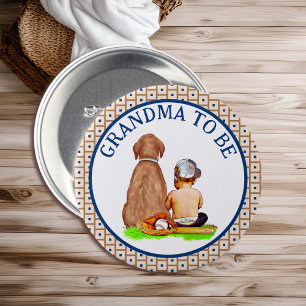 Bóton Redondo 7.62cm Bebê e Cachorro Chá de fraldas de Baseball Vovó pa