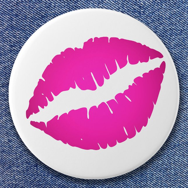 Bóton Redondo 7.62cm Beijo Hot Pink Ombre (Hot Pink Kiss Stain Button)