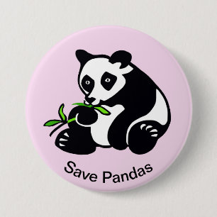 Bóton Redondo 7.62cm Bela economia PANDAS - Imagem animal ameaçada - ro