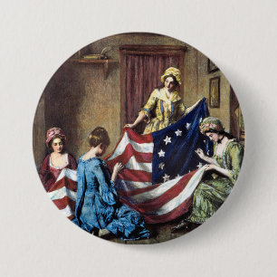 Bóton Redondo 7.62cm Betsy Ross Costumando A Bandeira Americana