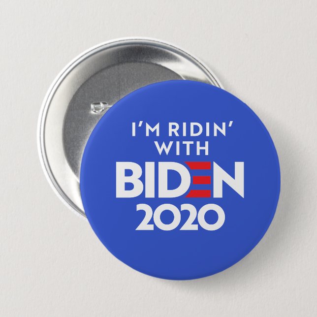 Bóton Redondo 7.62cm BIDEN 2020 - Ridin com Biden (Frente & Verso)