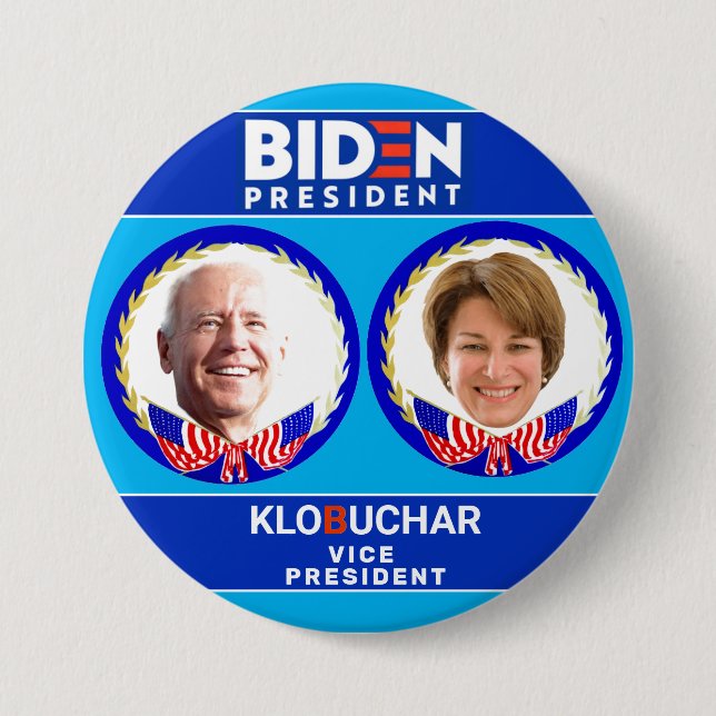 Bóton Redondo 7.62cm Biden/Klobuchar 2020 (Frente)