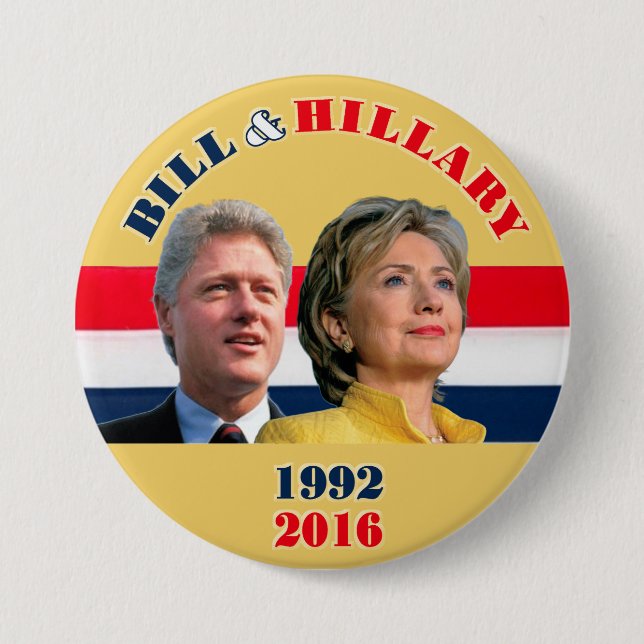 Bóton Redondo 7.62cm Bill 1992 & Hillary 2016 (Frente)