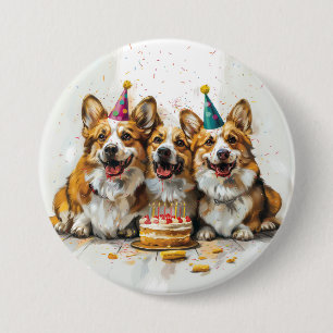 Bóton Redondo 7.62cm Birthday Pembroke Welsh Corgi Cães