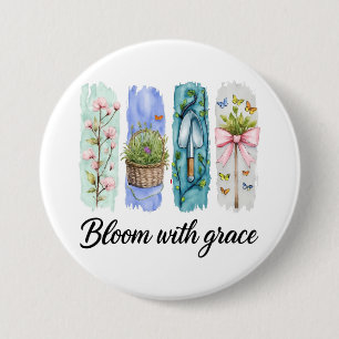 Bóton Redondo 7.62cm Bloom com a Arte Floral Grace Garden