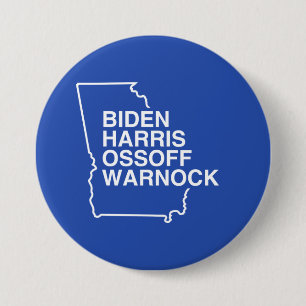Bóton Redondo 7.62cm Blue Georgia: Biden Harris Ossoff Warnock