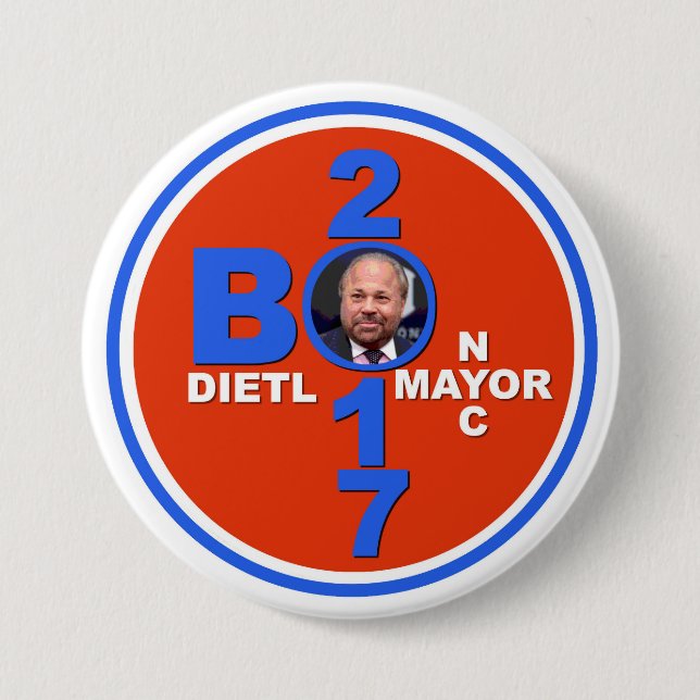 Bóton Redondo 7.62cm BO Dietl para o Mayor 2017 de NYC (Frente)