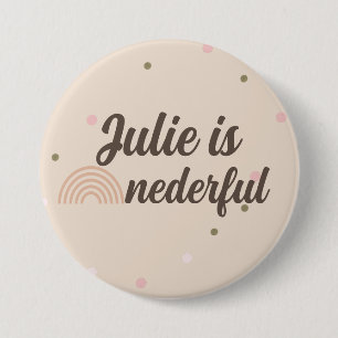 Bóton Redondo 7.62cm Bohemian Rainbow First Birthday Onederful Dots