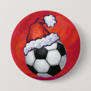 Bóton Redondo 7.62cm Bola de futebol de Santa Hat em vermelho