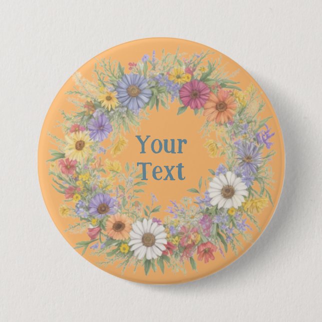 Bóton Redondo 7.62cm Bold Wildflower Wreath Lapel Statement Piece (Frente)