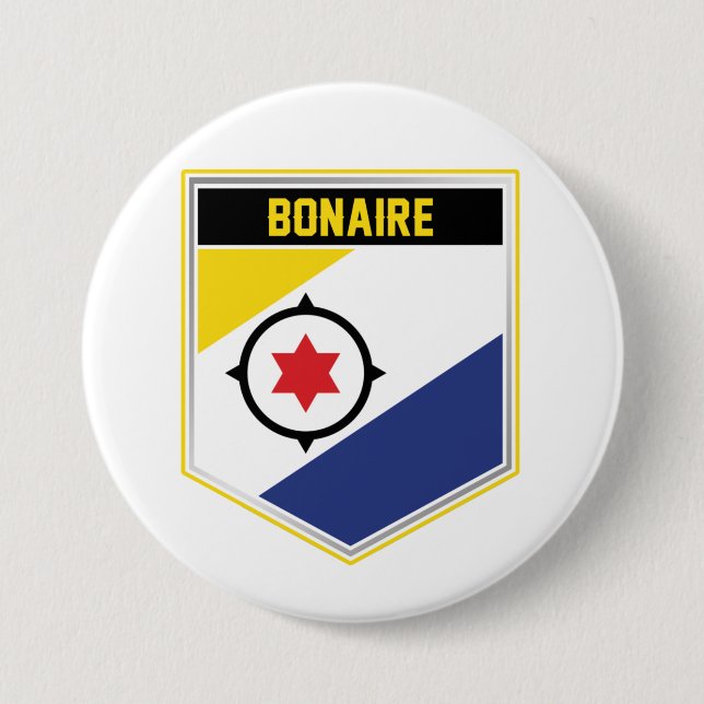 Bóton Redondo 7.62cm Bonaire Flag Shield (Frente)