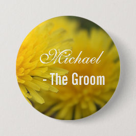 Bóton Redondo 7.62cm Bonito noivo de dandelion de flores silvestres ama