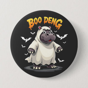 Bóton Redondo 7.62cm Boo Deng Ghost Baby Pygmy Hippo Moo Deng Halloween