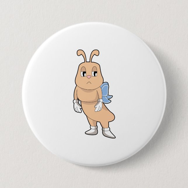 Bóton Redondo 7.62cm Borboleta sem Asas (Frente)