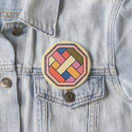 Bóton Redondo 7.62cm Botão Artes Padrão Coreano Tradicional