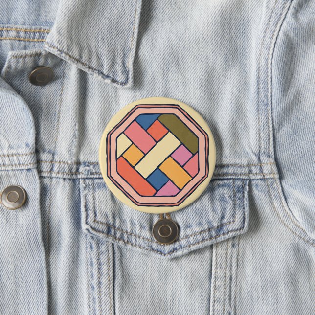 Bóton Redondo 7.62cm Botão Artes Padrão Coreano Tradicional (In Situ)