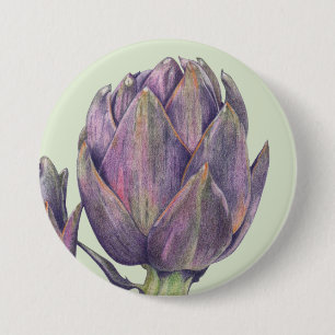 Bóton Redondo 7.62cm Botão Artichoke verde redondo roxo