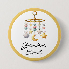 Bóton Redondo 7.62cm Botão chá de fraldas com Mobile- Adicione seu nome