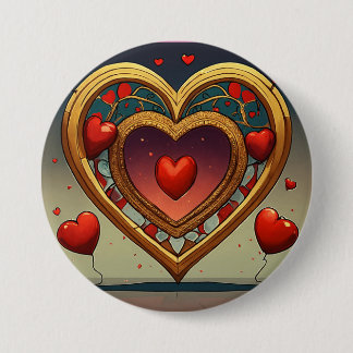 Bóton Redondo 7.62cm Botão com design de imagem do coração do ouro impr