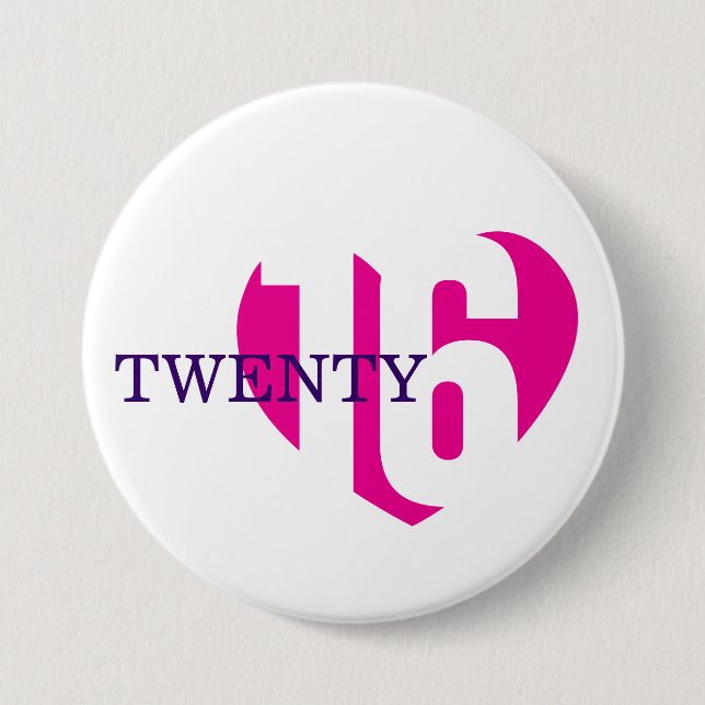 Bóton Redondo 7.62cm Botão/crachá do novo ano de amor 2016 2016 (Frente)