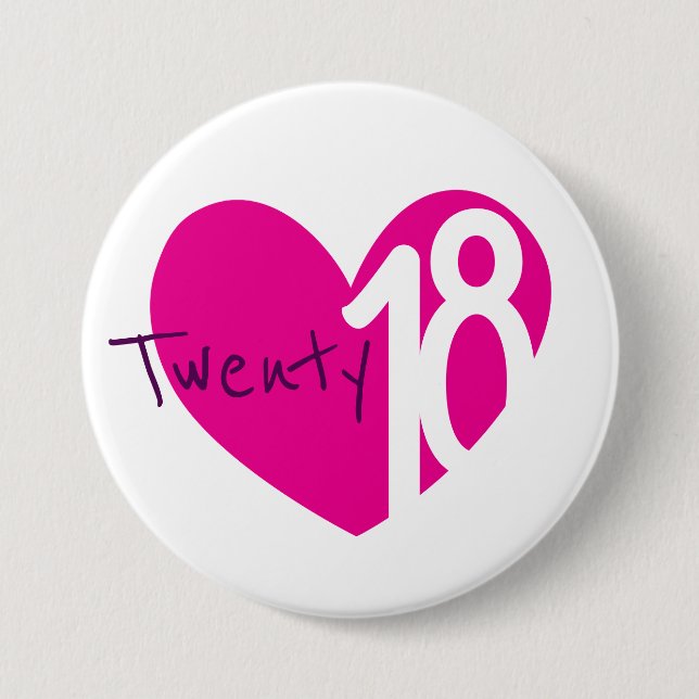 Bóton Redondo 7.62cm Botão/crachá do novo ano de amor 2018 2018 (Frente)