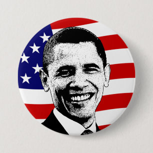 Bóton Redondo 7.62cm Botão da Bandeira Americana Obama
