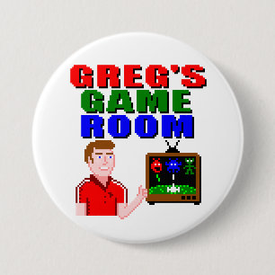 Bóton Redondo 7.62cm Botão da Sala de Jogo do Greg
