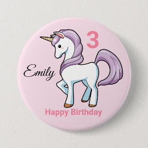 Bóton Redondo 7.62cm Botão de Aniversário da UNICORN Personalizar Men