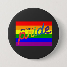 Bóton Redondo 7.62cm botão de bandeira arco-íris do orgulho
