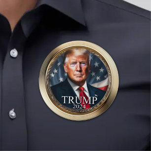 Bóton Redondo 7.62cm Botão de campanha coletiva Donald Trump 2024