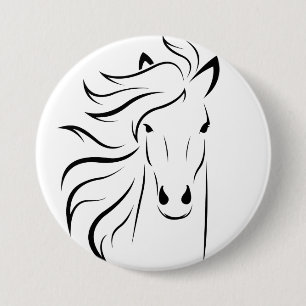 Bóton Redondo 7.62cm Botão de Desenho do HORSE Minimalista