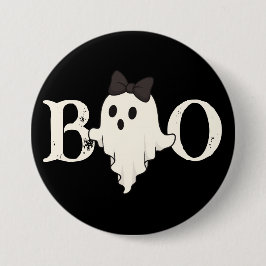 Bóton Redondo 7.62cm Botão de Dia das Bruxas Bonito - Fantasma "Boo" co