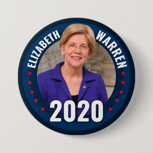 Bóton Redondo 7.62cm Botão de Elizabeth Warren 2020