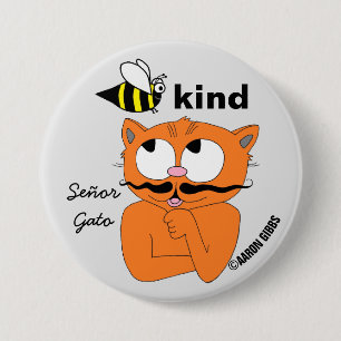 Bóton Redondo 7.62cm Botão de Gato Bigode de Desenho Animado Seja Genti