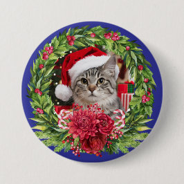 Bóton Redondo 7.62cm Botão de Guirlanda de Natal de Gato Listrado